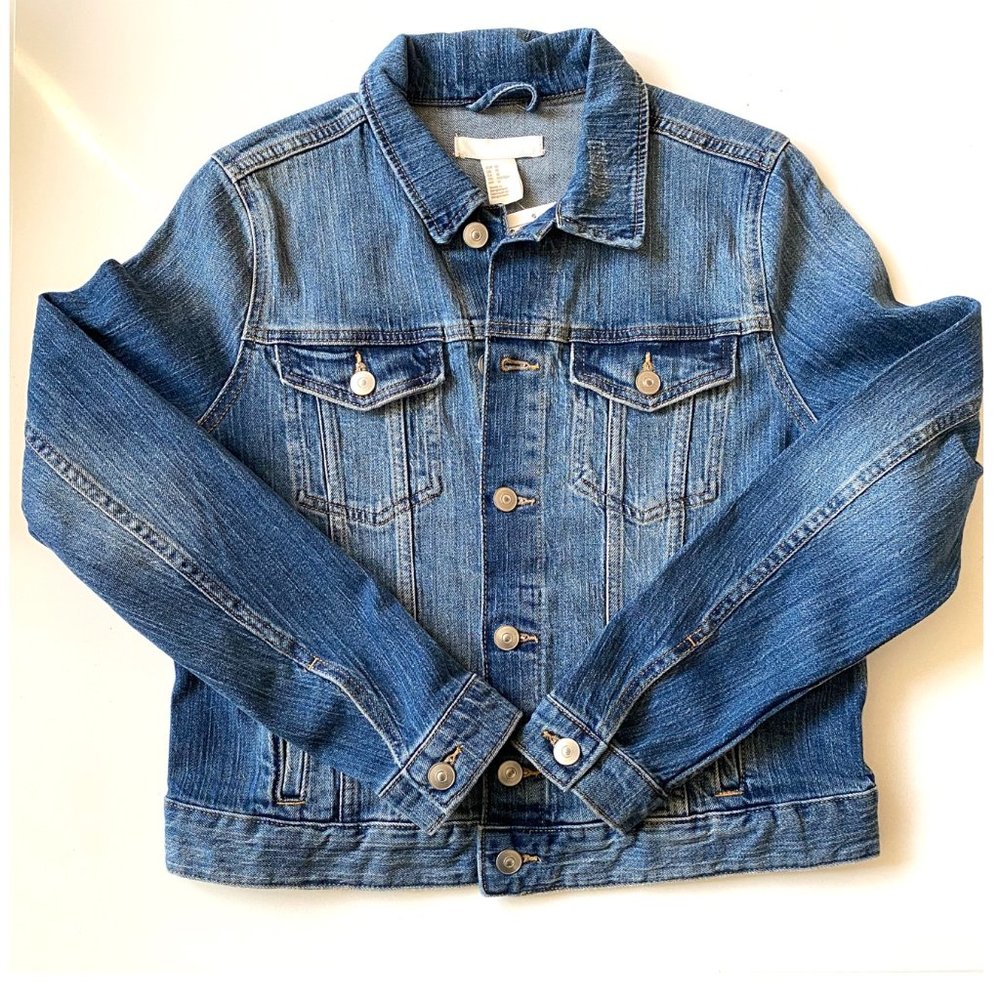 H&M Medium Wash Cropped Denim Jacket